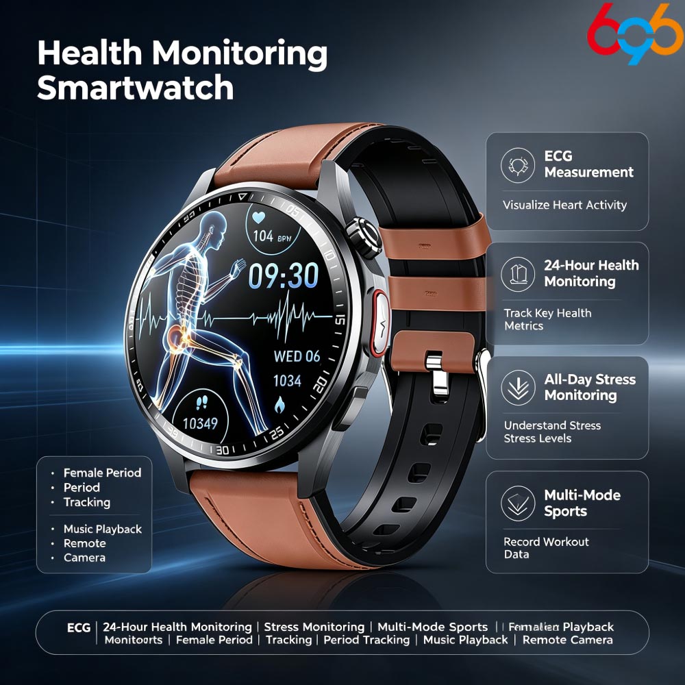 男女兼用スマートウォッチ。超高画質ディスプレイ、心電図（EC - Fall Detection Watch のレビューと価格