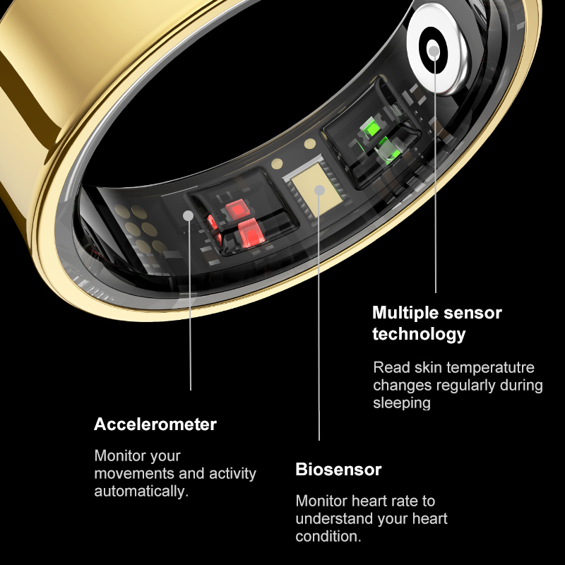 充電ケース付きのスマートリング。男女兼用。体温、健康状態、睡 - Temperature Ring Skin のレビューと価格